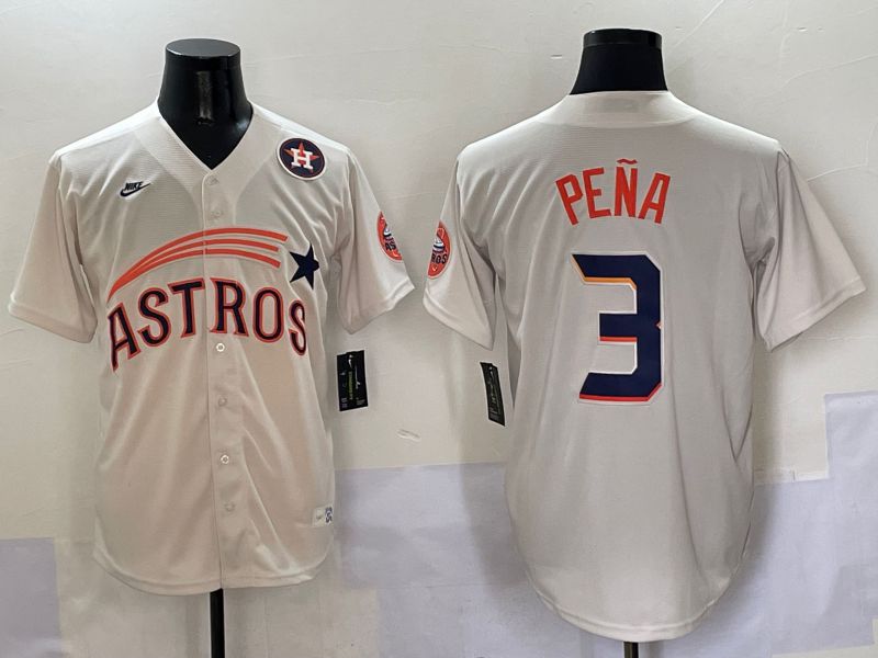 Men Houston Astros #3 Pena Cream Five generations Joint Name 2025 Nike MLB Jersey style 10->houston astros->MLB Jersey
